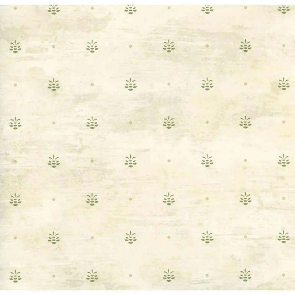 Wallpaper Kerr Olive Pinecone Ditzy Lodge Rustic Country